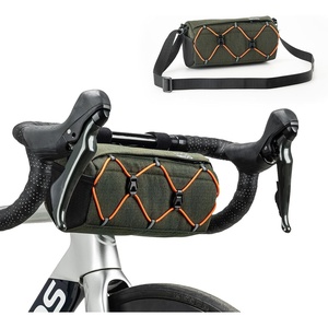 ROCKBROS Bike Handlebar Bag, Front Bike Bag for Storage, 2.2L Bike Pouch with Shoulder Strap for Cycling, Bicycle Accessories for Ebike, E Scooter, Road Bike(Green)