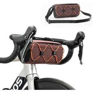 ROCKBROS Bike Handlebar Bag, Front Bike Bag for Storage, 2.2L Bike Pouch with Shoulder Strap for Cycling, Bicycle Accessories for Ebike, E Scooter, Road Bike(Brown)