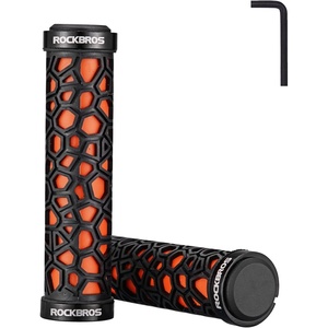 ROCKBROS Bike Handlebar Grips Double Lock-on Bike Grips Non-Slip Bicycle Handlebar Grips for MTB, BMX, Scooters, Folding Bikes 22.2mm(A4 – Orange)