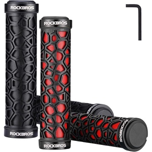 ROCKBROS Bike Handlebar Grips Double Lock-on Bike Grips Non-Slip Bicycle Handlebar Grips for MTB, BMX, Scooters, Folding Bikes 22.2mm(A6 – 4 PCS Red + Black)