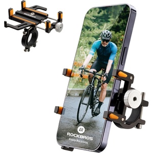 ROCKBROS Bike Phone Holder, Motorcycle Phone Mount, Anti-Shake Cell Phone Holder, 360° Adjustable for iPhone 16, 15 Pro Max/Plus, S9, S10 and More 4.7″ to 7″ Smartphones，Black(Orange)