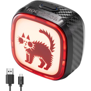 ROCKBROS Bike Tail Light Smart,Type-C 400mAh Battery& Adjustable Angle,Dual Mounting Bicycle Rear Lights,IPX5 Waterproof,Cycling Safety Taillight Accessories for Men Women Kids(Cat)