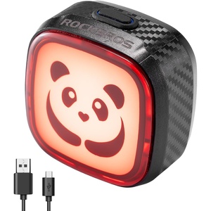 ROCKBROS Bike Tail Light Smart,Type-C 400mAh Battery& Adjustable Angle,Dual Mounting Bicycle Rear Lights,IPX5 Waterproof,Cycling Safety Taillight Accessories for Men Women Kids(Panda Print)