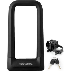 ROCKBROS Bike U Lock, Heavy Duty Anti Theft with Cable Silicone Cover (Max 22.5MM Bike U Lock+Keys+Mounting Bracket)(U Lock)
