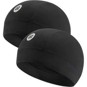 ROCKBROS Cooling Skull Caps for Men Women,Hard Hat Liner Helmet Liner Cycling Cap Motorcycle Sweat Wicking Head Wrap 2 Packs(Black 2 Packs)