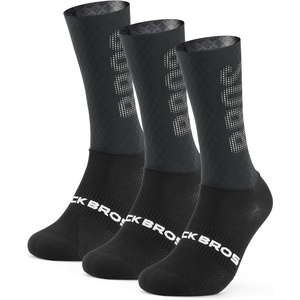 ROCKBROS Cycling Compression Socks,Crew Length,Non-Slip,Breathable&Wicking,Road,Bike Sports and Running for Men Women,3-Packs(Black Grid-3 Pairs)