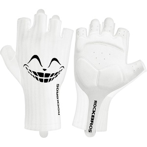 ROCKBROS Cycling Gloves, Half Finger Bike Gloves，Shock Absorption Mountain Bike Gloves, Padded Men’s Biking Gloves, Breathable Bike Riding Gloves for Spring Summer(White)