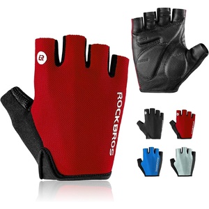 ROCKBROS Cycling Gloves for Men Women – Breathable Bike Gloves – Half Finger Gloves for Daily Cycling Workout Outdoor Sports(Red)