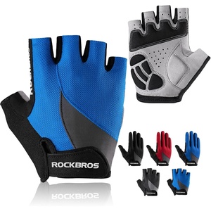 ROCKBROS Cycling Gloves for Men Women – Breathable Gel Pad Road Mountain Bike Gloves – Touch Screen Anti-Slip MTB Gloves for Cycling Workout Outdoor Sports(Half Blue)