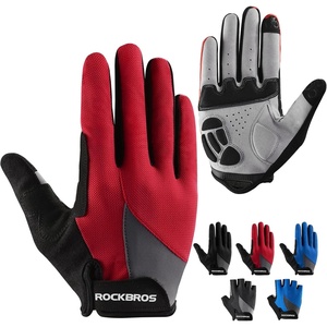 ROCKBROS Cycling Gloves for Men Women – Breathable Gel Pad Road Mountain Bike Gloves – Touch Screen Anti-Slip MTB Gloves for Cycling Workout Outdoor Sports(Full Red)