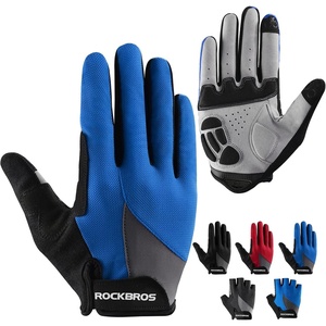 ROCKBROS Cycling Gloves for Men Women – Breathable Gel Pad Road Mountain Bike Gloves – Touch Screen Anti-Slip MTB Gloves for Cycling Workout Outdoor Sports(Full Blue)