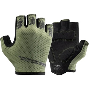 ROCKBROS Cycling Gloves for Men Women – Half Finger Breathable Bike Gloves – Shock-Absorbing Padded Gloves for Cycling Workout Outdoor Sports(Black Green)