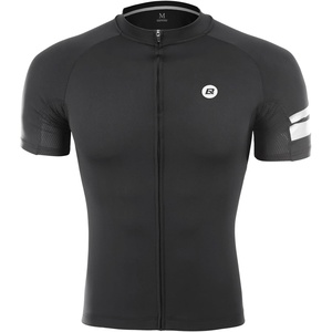 ROCKBROS Cycling Jersey, Full Zipper Bike Jersey with Pockets, Short Sleeves Bicycle Jersey, Breathable Cycling Shirts(Black)