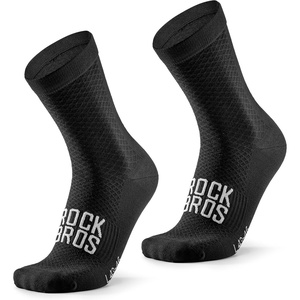ROCKBROS Cycling Socks for Men Women Breathable Wicking Bike Socks, Compression Fit, Tall Crew, Road to Sky Series(Black-1 Pair)