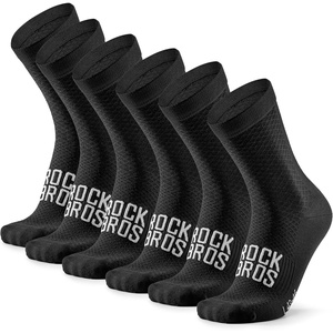 ROCKBROS Cycling Socks for Men Women Breathable Wicking Bike Socks, Compression Fit, Tall Crew, Road to Sky Series(Black-3 Pairs)