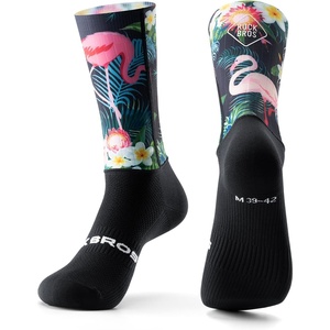 ROCKBROS Cycling Socks for Men Women, Novelty Crew Socks, Breathable, Wicking Bike Socks Compression Fit(Rainforest Black)