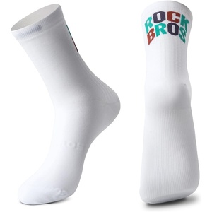 ROCKBROS Cycling Socks,Crew Length Bike Socks,Shock-Absorbing & Non-Slip,4-Season Versatilefor Men Women(White-1 Pair)
