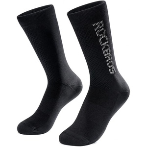 ROCKBROS Cycling Socks,Crew Length,Breathable & Non-Sticky with reflective logo,All Seasons for Men Women Bike Socks(Black-1 Pair)