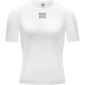 ROCKBROS Men’s Cycling Jersey, 3D Mesh Compression Shirts, Quick Dry Short Sleeve Base Layer for Road & Mountain Biking White