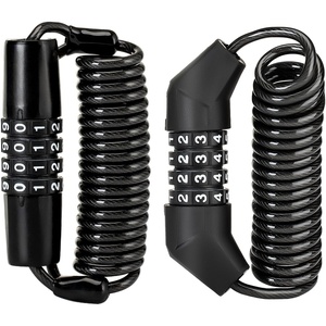 ROCKBROS Motorcycle Helmet Lock with Retractable 4-Digit Cable Lock for Bikes, Strollers, Luggage(Straight+Bend)