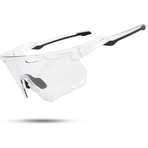 ROCKBROS Photochromic Cycling Glasses Anti-fog Photochromic Sunglasses UV Protection Mountain Bike Glasses(White)