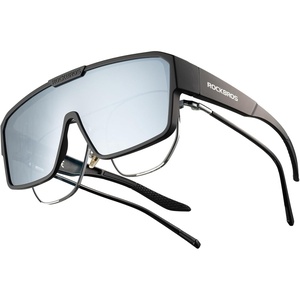 ROCKBROS Sunglasses Over Glasses for Men Women Polarized Fit Over Glasses Sunglasses for Fishing Cycling Driving(Black Frame/Mirror Grey Lens)