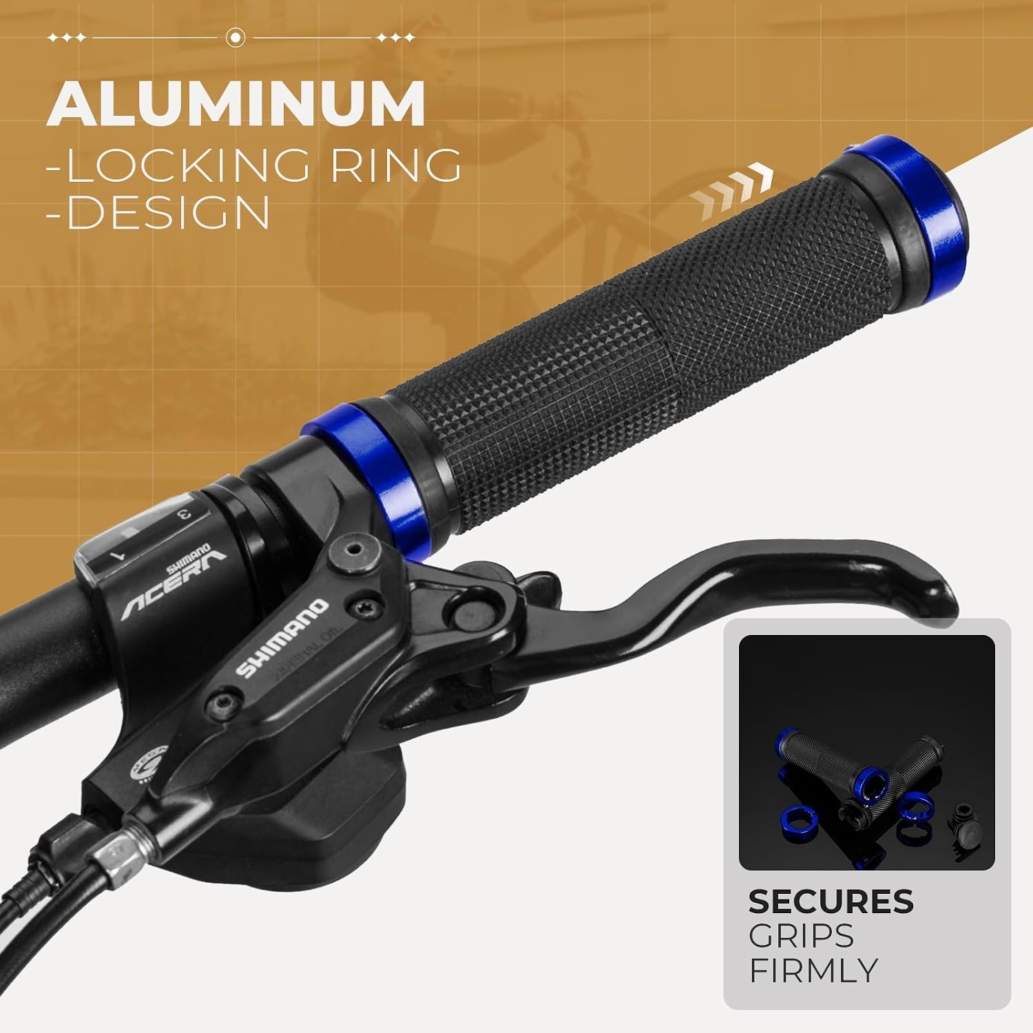 image:imageROCKBROS Bike Grips Single Lock on Mountain Bike Soft NonSlip Bike Handle Grips Fits for MTB Handle BarBlue