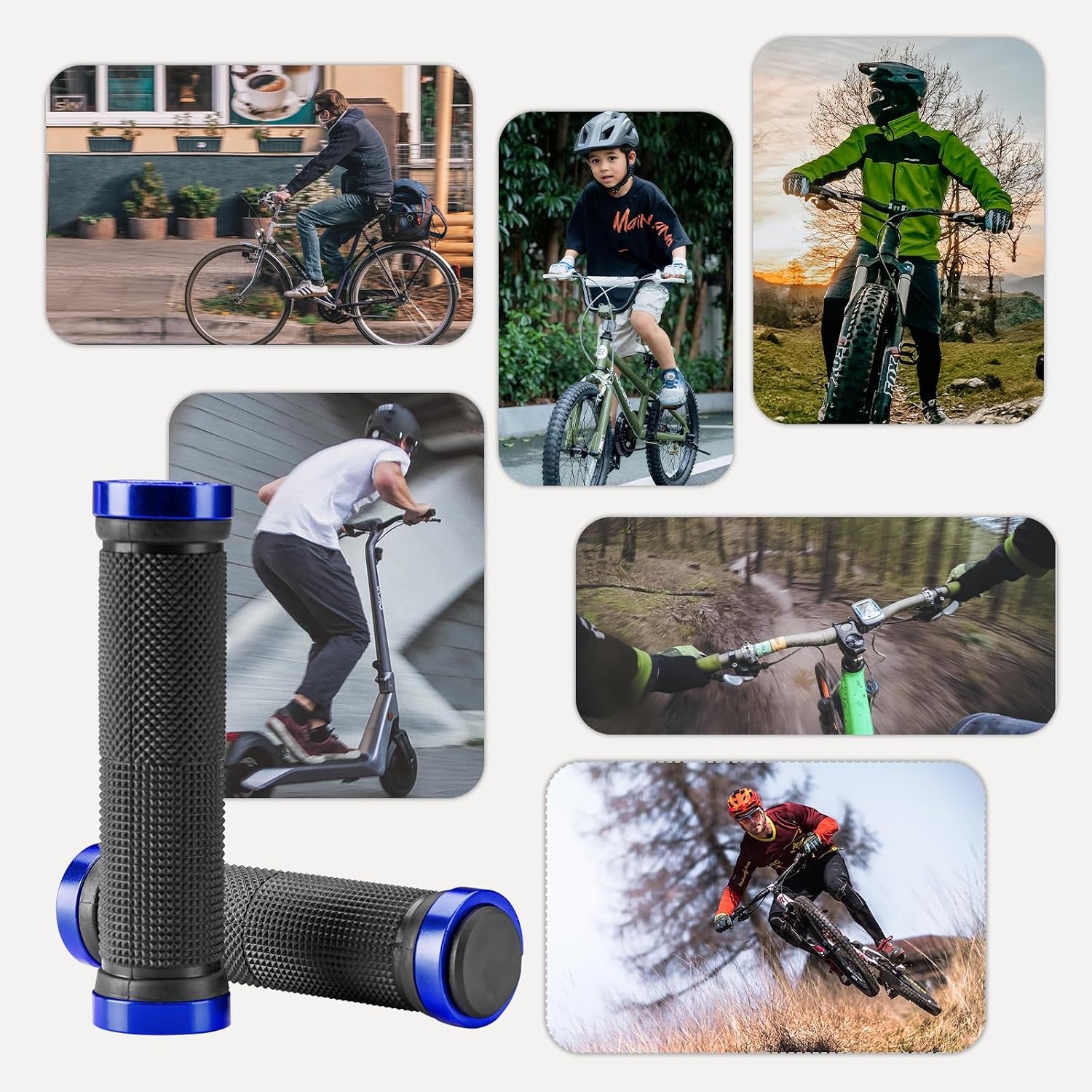 image:imageROCKBROS Bike Grips Single Lock on Mountain Bike Soft NonSlip Bike Handle Grips Fits for MTB Handle BarBlue