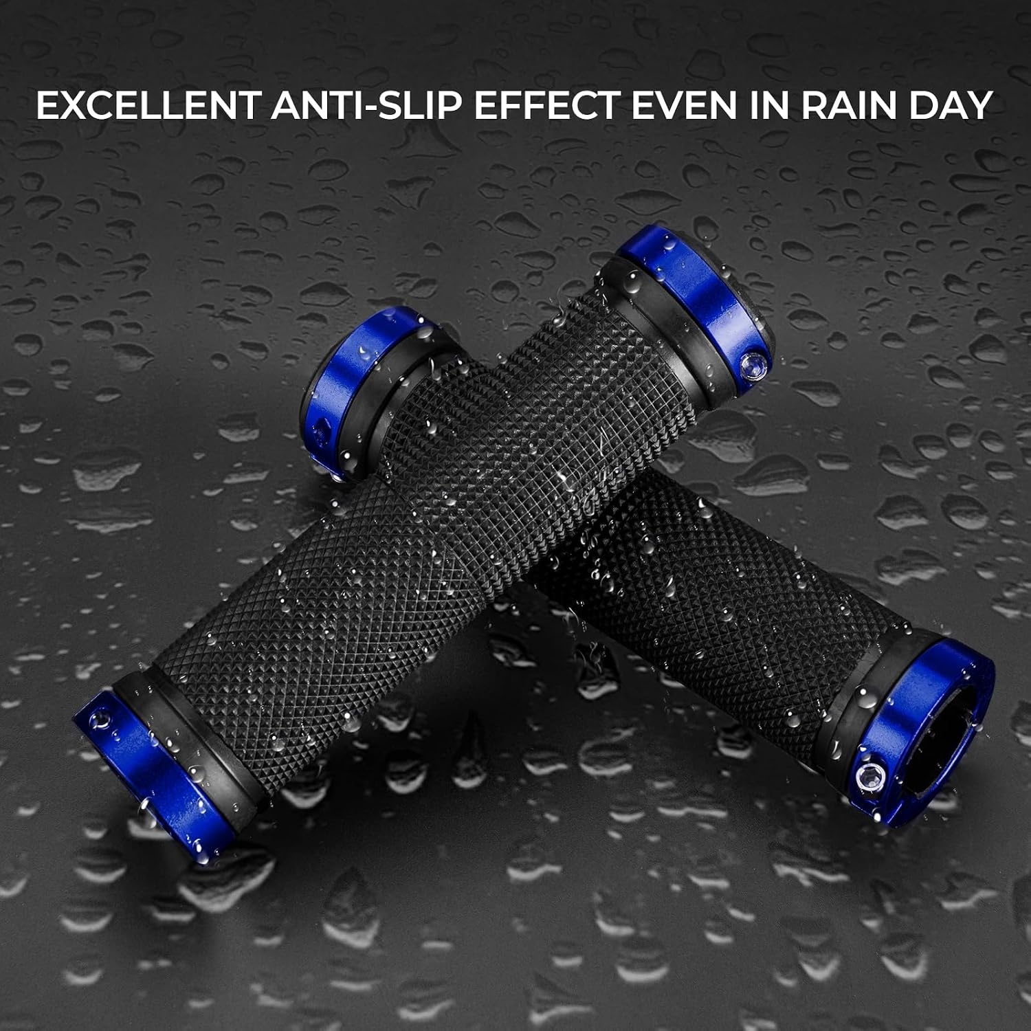 image:imageROCKBROS Bike Grips Single Lock on Mountain Bike Soft NonSlip Bike Handle Grips Fits for MTB Handle BarBlue