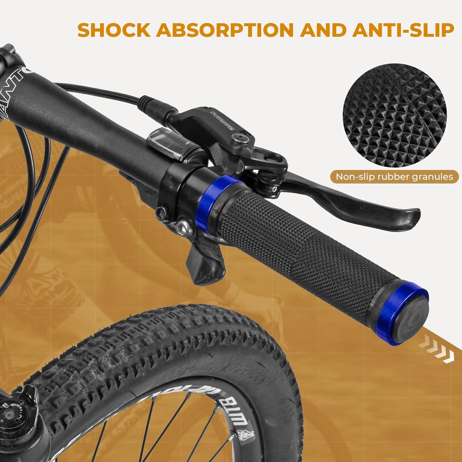 image:imageROCKBROS Bike Grips Single Lock on Mountain Bike Soft NonSlip Bike Handle Grips Fits for MTB Handle BarBlue