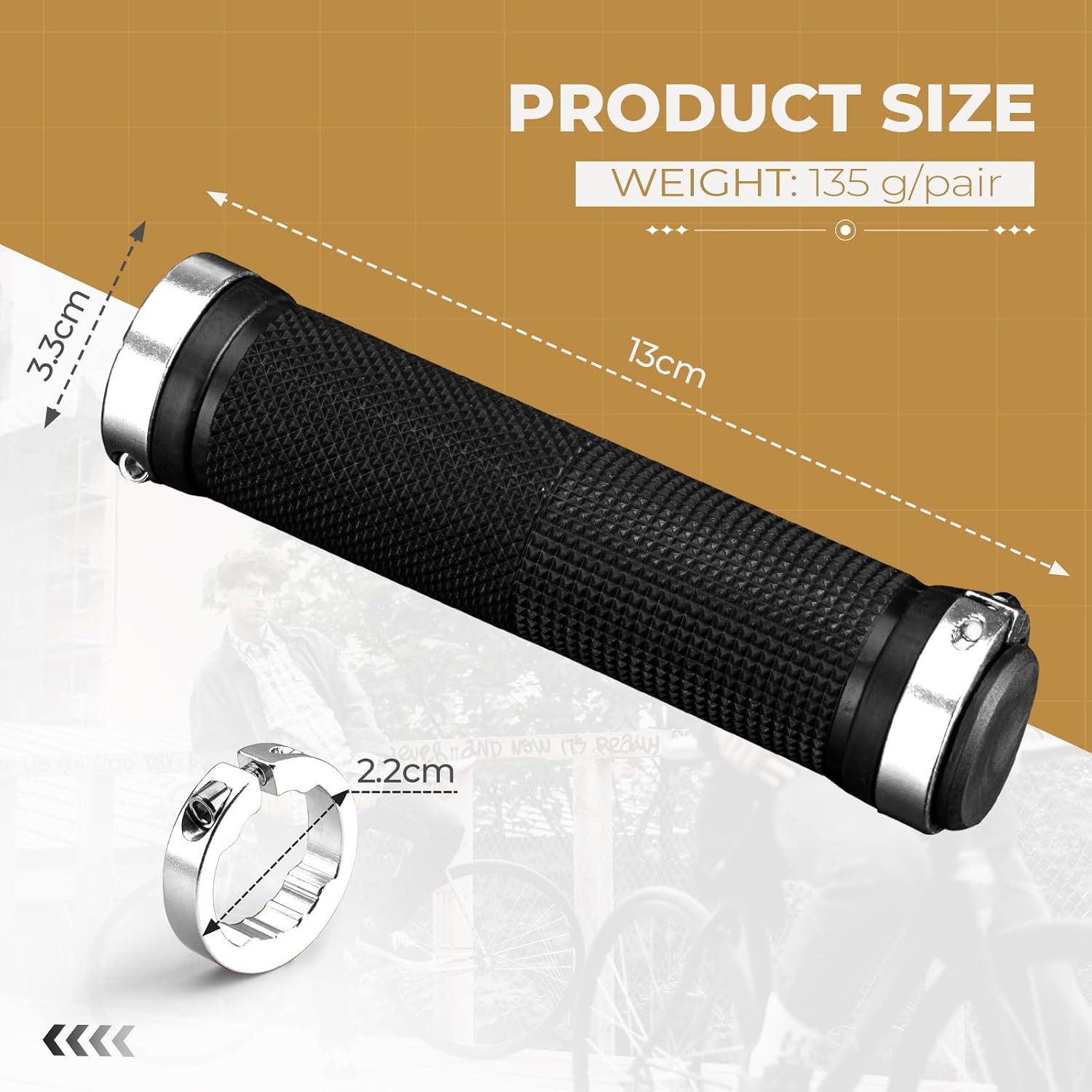 image:imageROCKBROS Bike Grips Single Lock on Mountain Bike Soft NonSlip Bike Handle Grips Fits for MTB Handle BarWhite