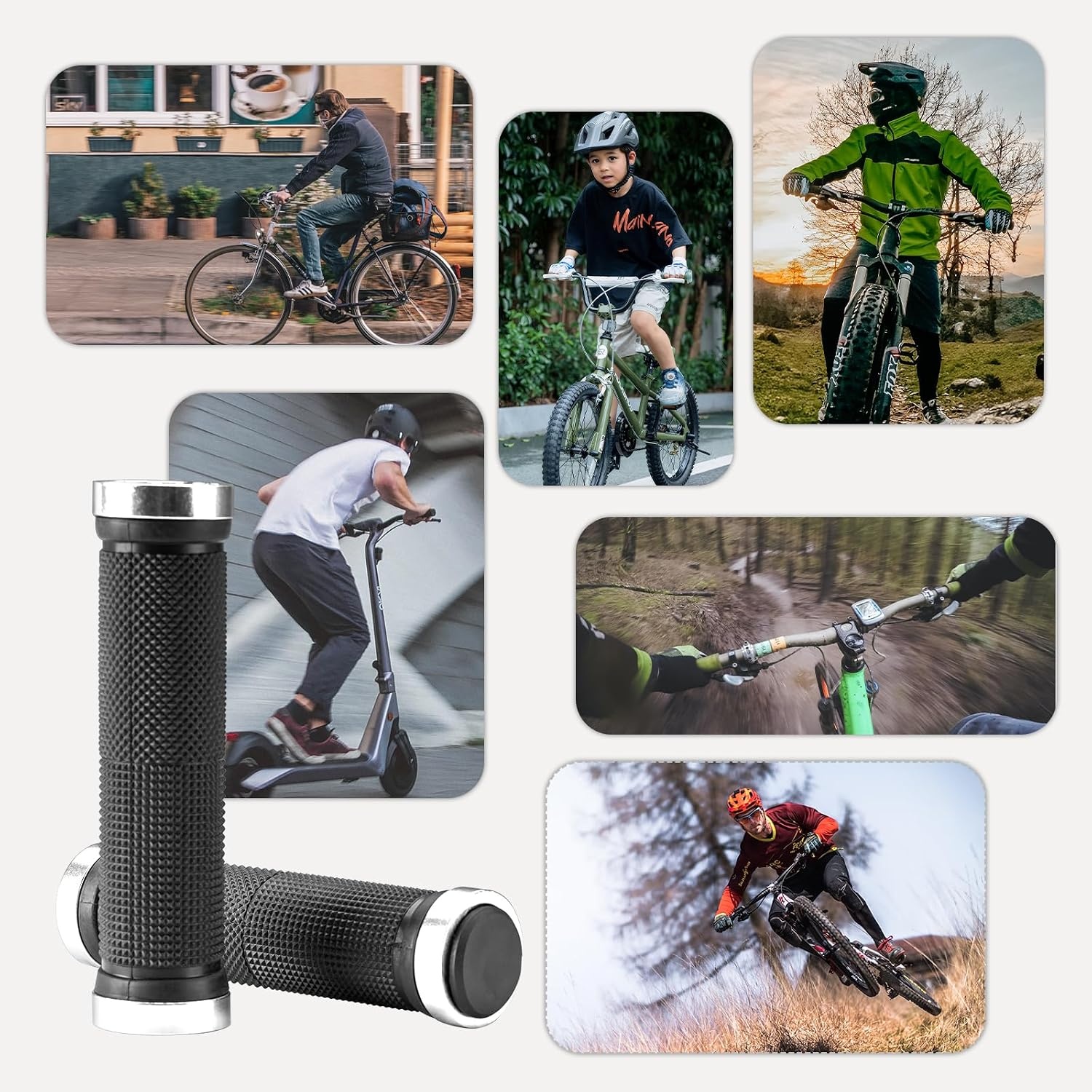 image:imageROCKBROS Bike Grips Single Lock on Mountain Bike Soft NonSlip Bike Handle Grips Fits for MTB Handle BarWhite