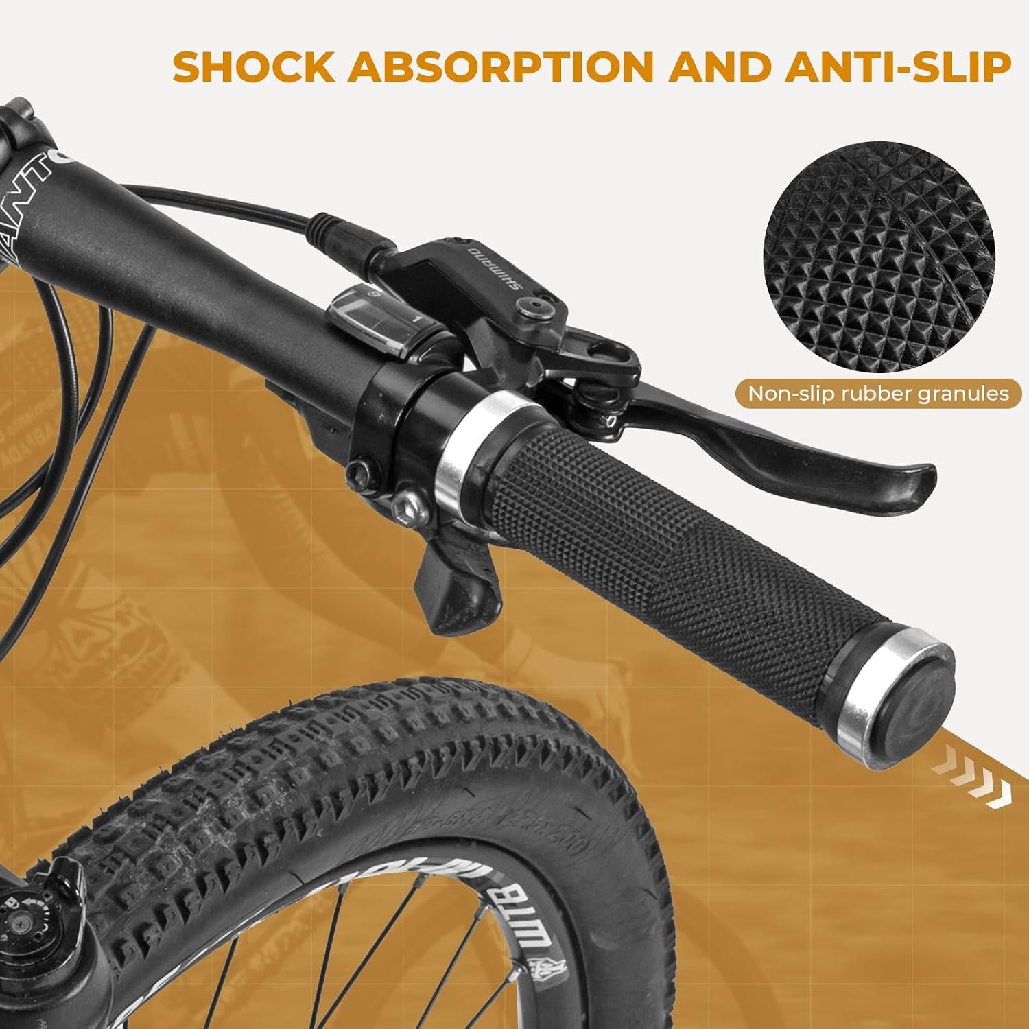 image:imageROCKBROS Bike Grips Single Lock on Mountain Bike Soft NonSlip Bike Handle Grips Fits for MTB Handle BarWhite