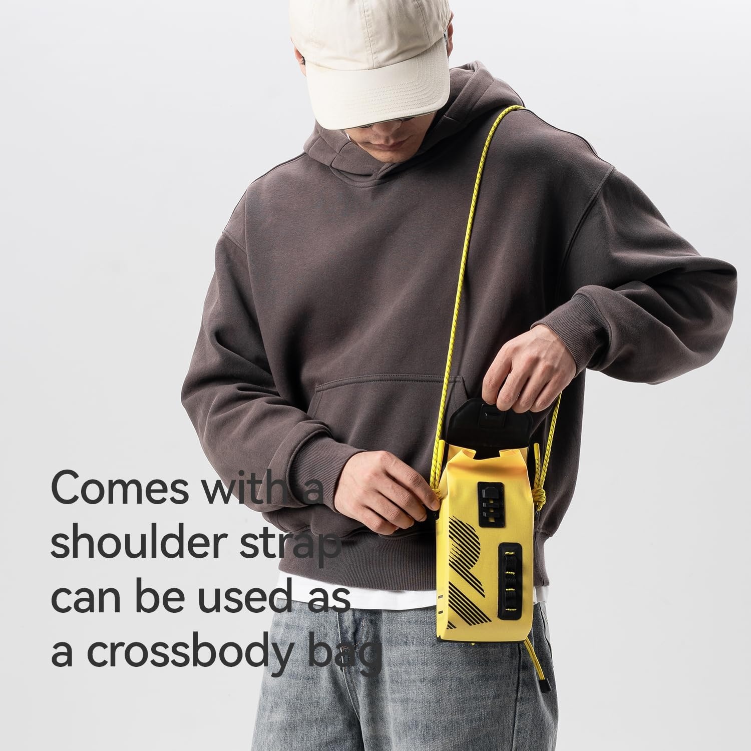 image:imageROCKBROS Bike Handlebar Bag Waterproof Stem Bag with Magnetic Closure 13 L Capacity for Cycling Snacks and Phone Convertible Shoulder Pack for Road Mountain Folding Bikes Yellow