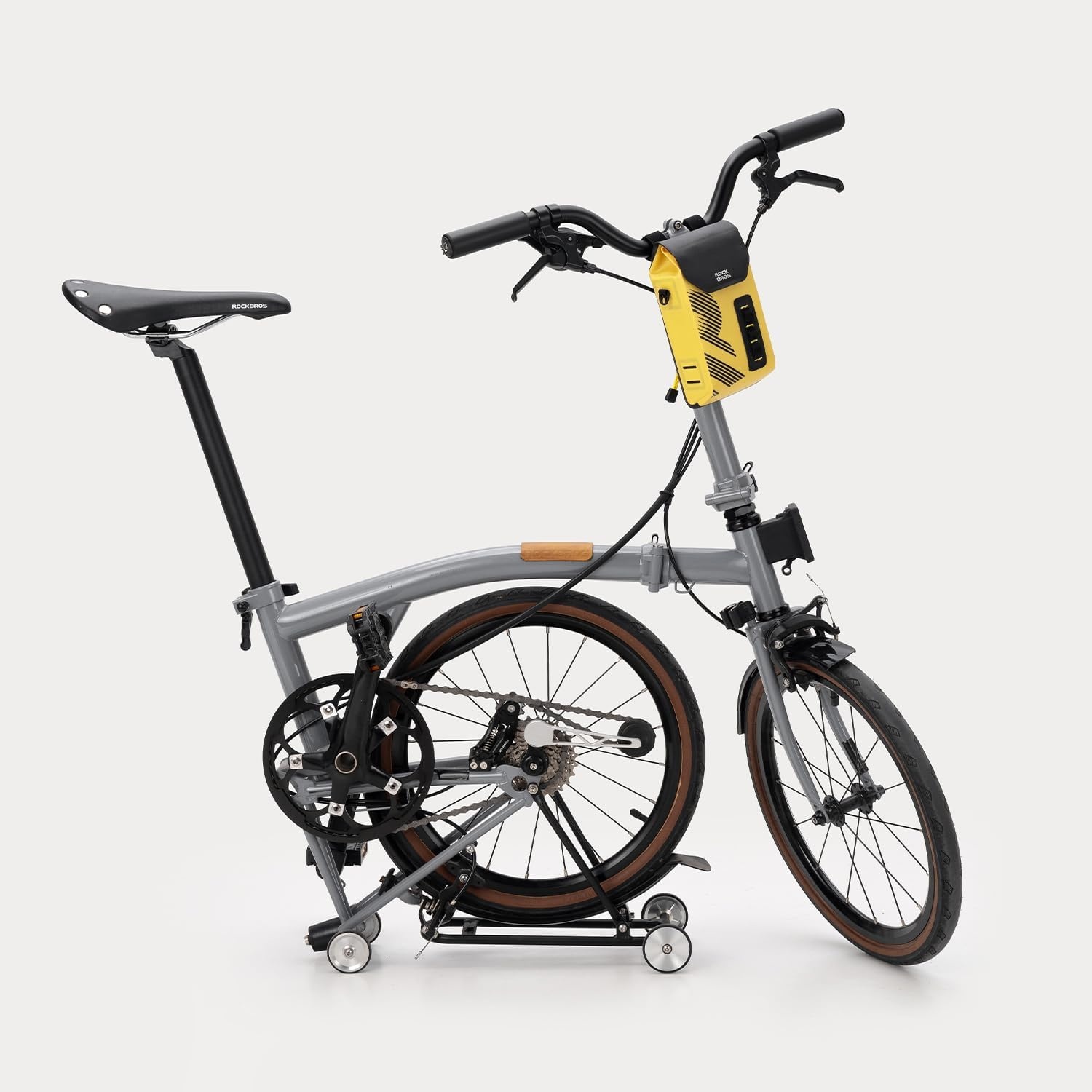 image:imageROCKBROS Bike Handlebar Bag Waterproof Stem Bag with Magnetic Closure 13 L Capacity for Cycling Snacks and Phone Convertible Shoulder Pack for Road Mountain Folding Bikes Yellow
