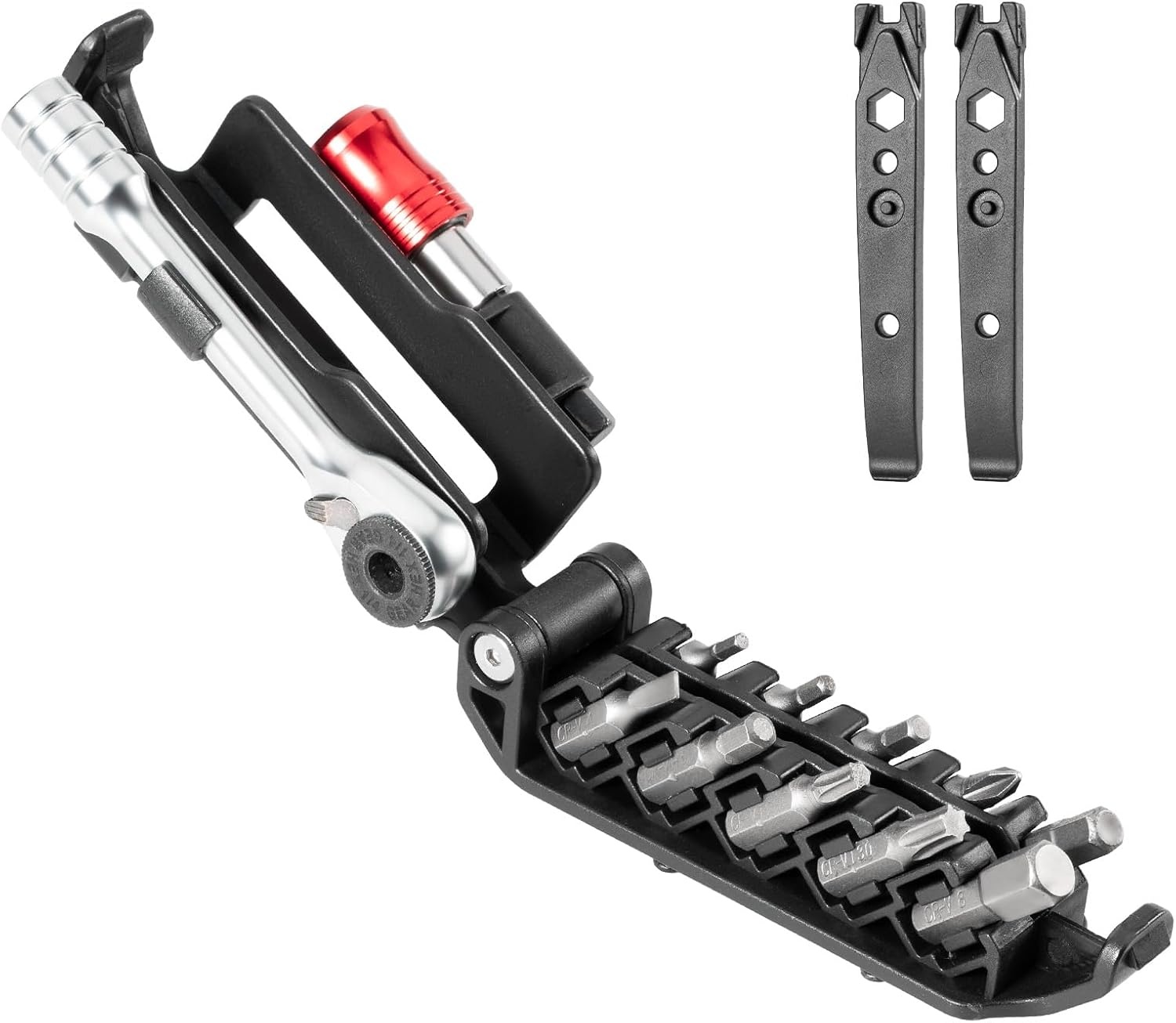 image:imageROCKBROS Bike Tool Kits 14 in 1 MultiFunction Bike Repair Kits Portable Foldable Bike accessories Reversible Ratchet Wrench with 10 Bits 2 Tire Levers