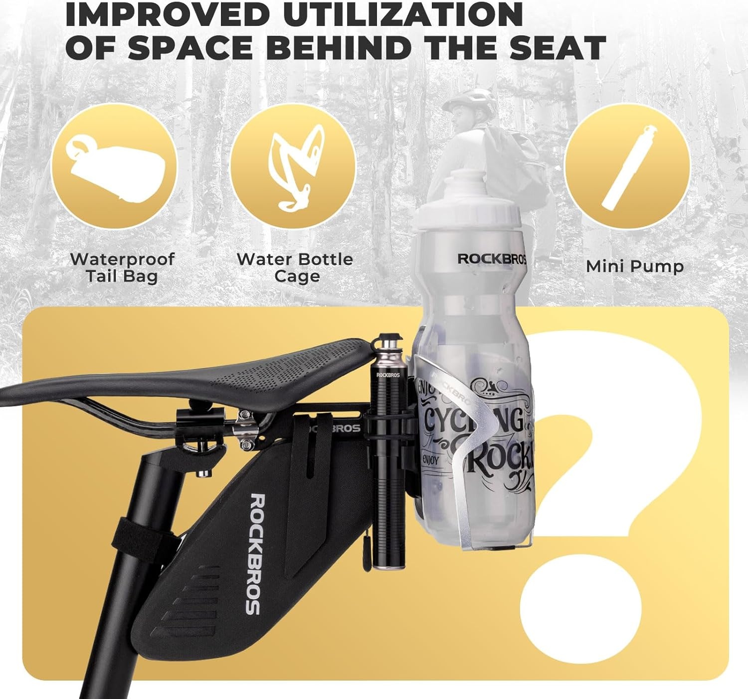 image:imageROCKBROS Bike Water Bottle Cages Saddle Cage Converter with Bicycle Bottle Holder Saddle Mount Adapter and Adjustable Angle Aluminum Alloy Lightweight Suitable for Road Bike MTB