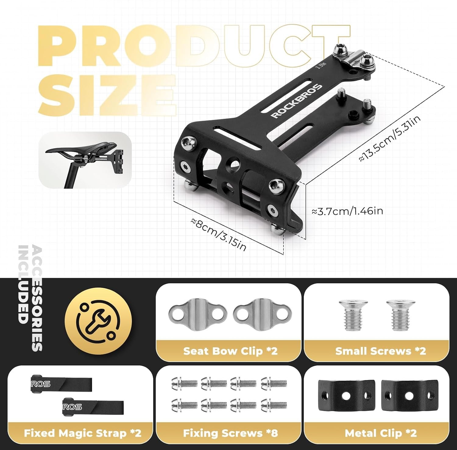 image:imageROCKBROS Bike Water Bottle Cages Saddle Cage Converter with Bicycle Bottle Holder Saddle Mount Adapter and Adjustable Angle Aluminum Alloy Lightweight Suitable for Road Bike MTB