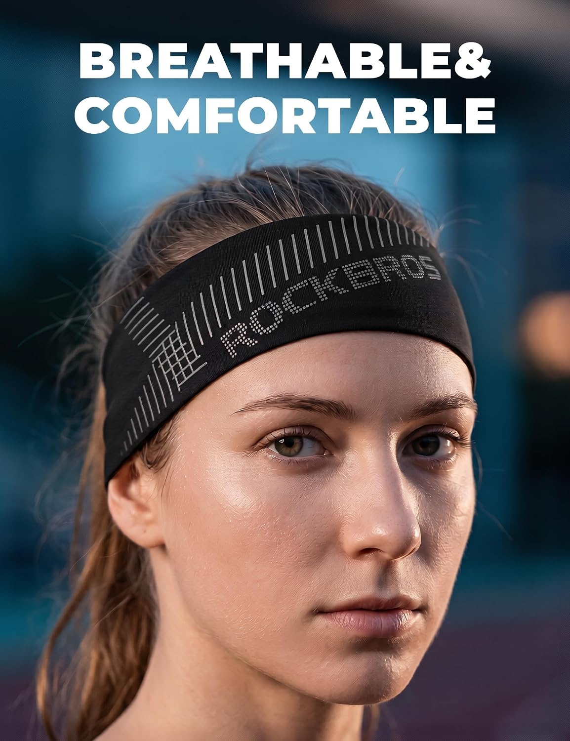 image:imageROCKBROS Pickleball Headband Ice Silk Elastic Cooling Sweatband for Men Women Running Gym Tennis SoccerBlack and Black
