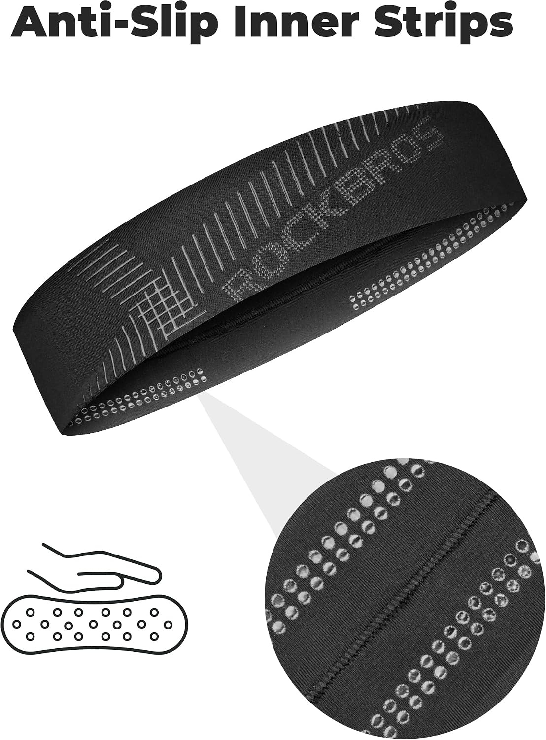image:imageROCKBROS Pickleball Headband Ice Silk Elastic Cooling Sweatband for Men Women Running Gym Tennis SoccerBlack and Black