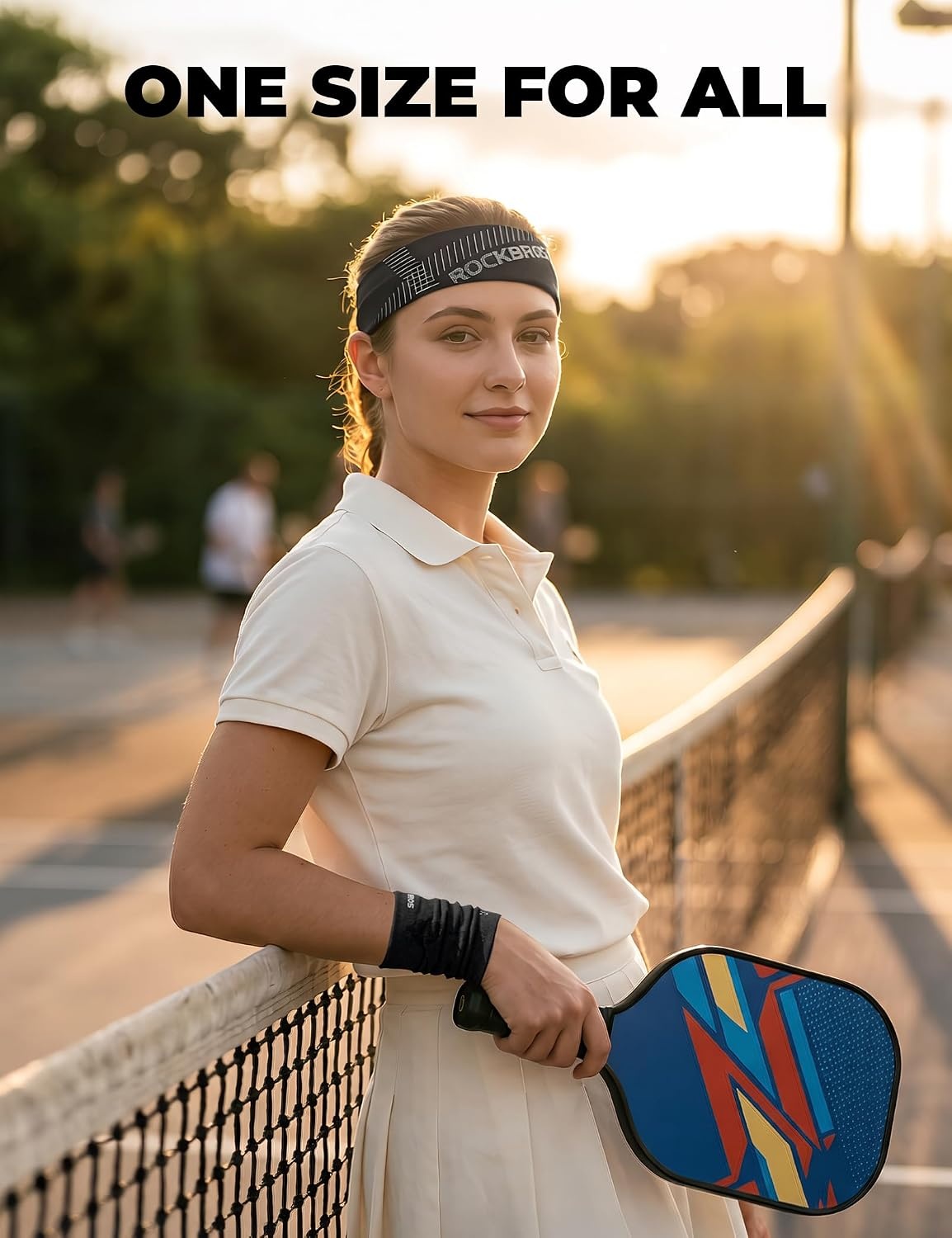 image:imageROCKBROS Pickleball Headband Ice Silk Elastic Cooling Sweatband for Men Women Running Gym Tennis SoccerGrey and Black