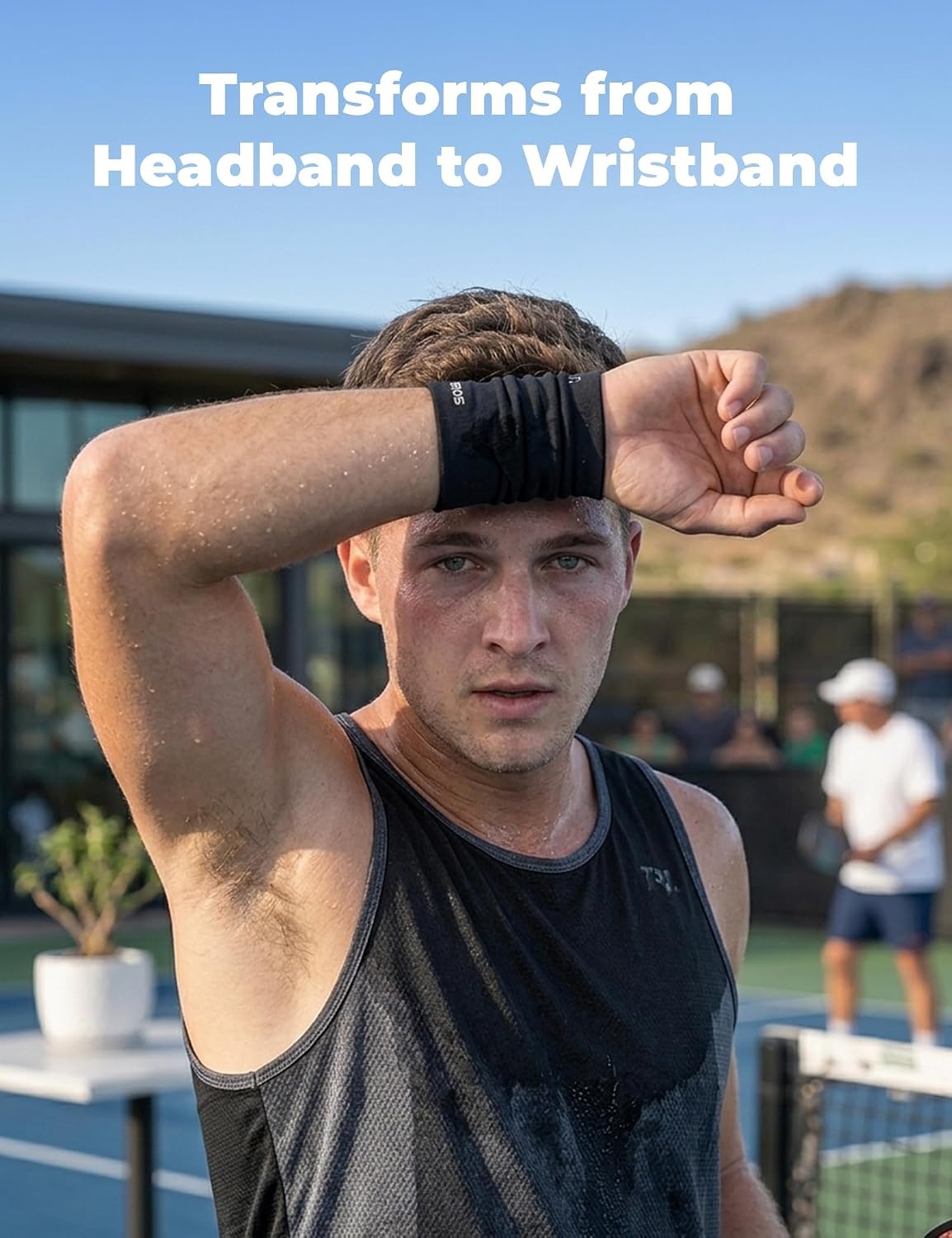 image:imageROCKBROS Pickleball Headband Ice Silk Elastic Cooling Sweatband for Men Women Running Gym Tennis SoccerGrey and Grey