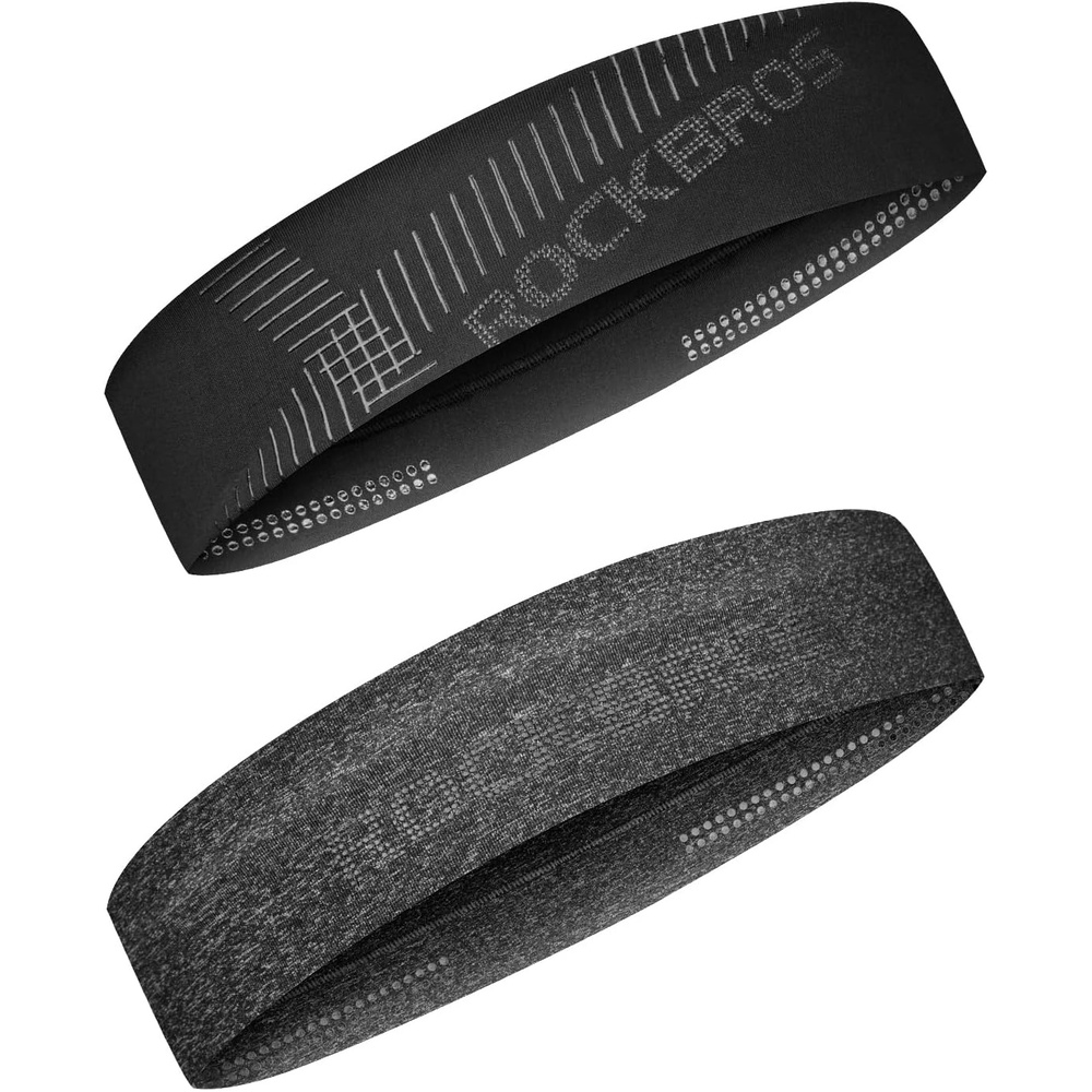 image:imageROCKBROS Pickleball Headband Ice Silk Elastic Cooling Sweatband for Men Women Running Gym Tennis SoccerGrey and Black