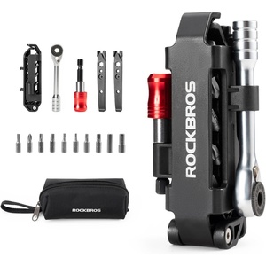 ROCKBROS Bike Tool Kits 14 in 1 Multi-Function Bike Repair Kits Portable Foldable Bike accessories Reversible Ratchet Wrench with 10 Bits 2 Tire Levers