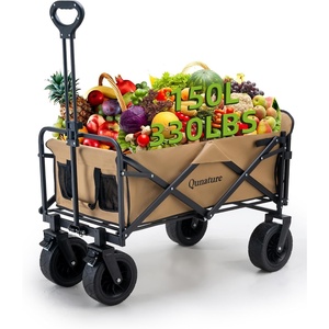 Wagons Carts Foldable Cart with Wheels Collapsible Wagon for Grocery Shopping Garden Camping Beach Lightweight with 220BLS Capacity 120L Heavy Duty Utility(150L(up to 180L))