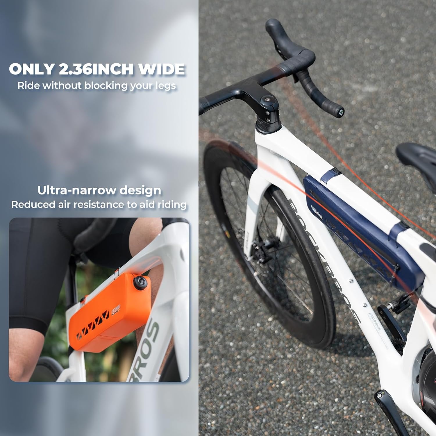 image:imageROCKBROS Bike Frame Bag Waterproof Under Top Tube Bike Bag Lightweight Buckle Lock Design TPU Material Frame Bag 17L Easy to Install Cycling Commuting for MTB Road BikeBlue