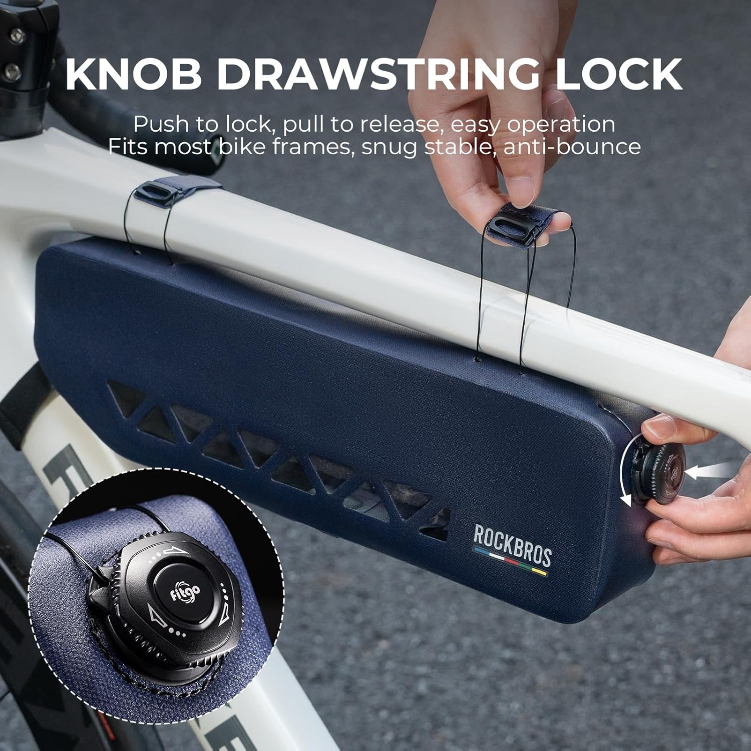 image:imageROCKBROS Bike Frame Bag Waterproof Under Top Tube Bike Bag Lightweight Buckle Lock Design TPU Material Frame Bag 17L Easy to Install Cycling Commuting for MTB Road BikeBlue
