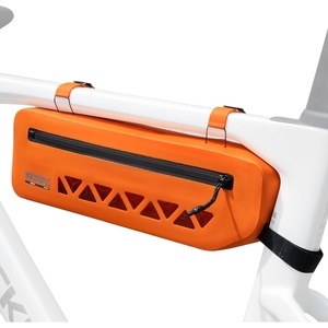 ROCKBROS Bike Frame Bag Waterproof Under Top Tube Bike Bag Lightweight Buckle Lock Design TPU Material Frame Bag 1.7L Easy to Install Cycling Commuting for MTB Road Bike(Orange)
