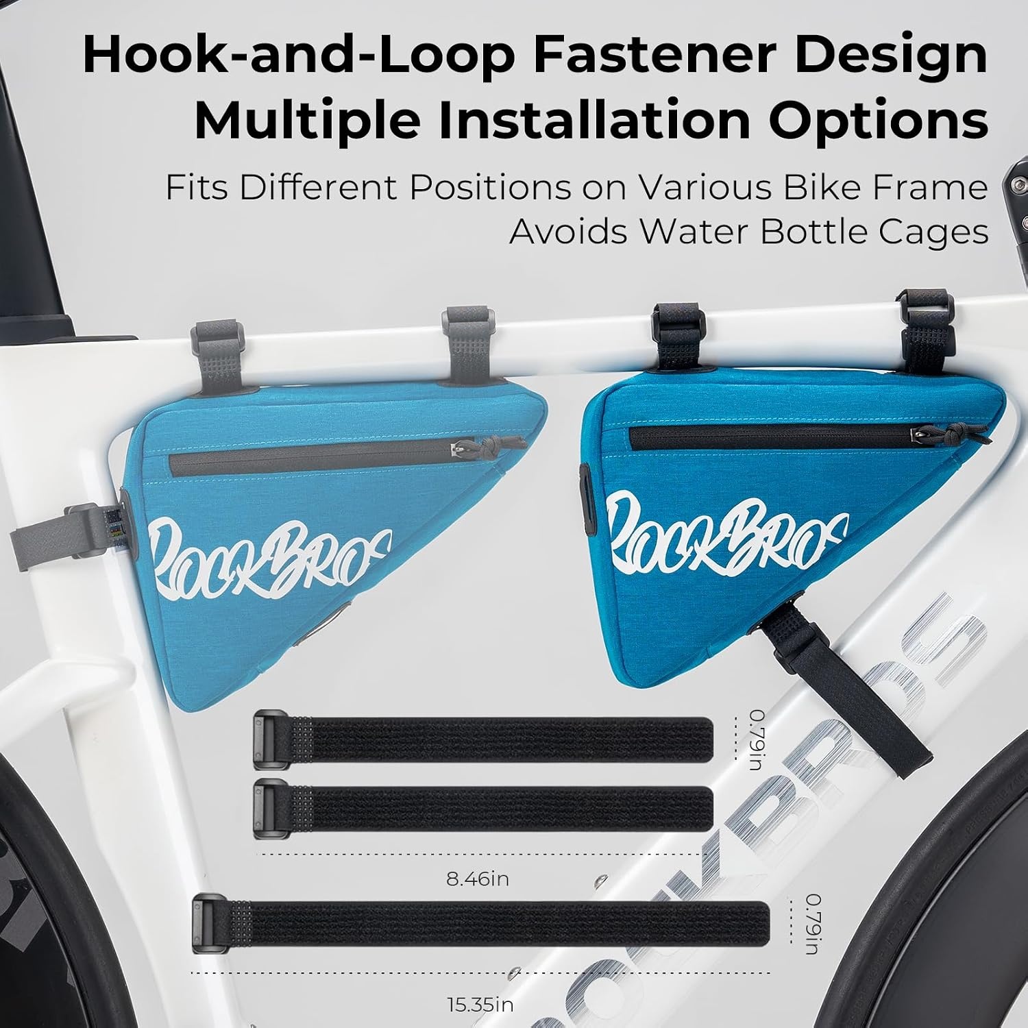 image:imageROCKBROS Bike Frame Bag Bicycle Triangle Storage Bag Stylish Lightweight Cycling Accessories Adjustable Install Position for Mountain Road Commuter Bikeblack
