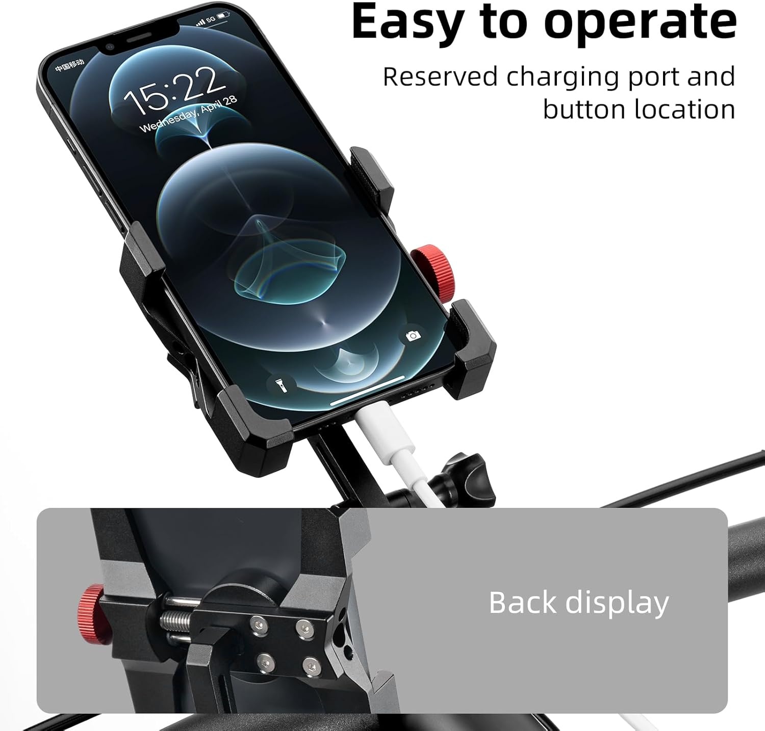 image:imageROCKBROS Bike Phone Holder Aluminum Bike Phone Mount HolderHandlebar Mounted Cell Phone Holder for 4771 Inch Phones Stem MountHeadset Cap Mount